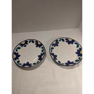 2 International Tableworks BLUE NAPOLI Stoneware 7.5" Luncheon Salad Plates #153